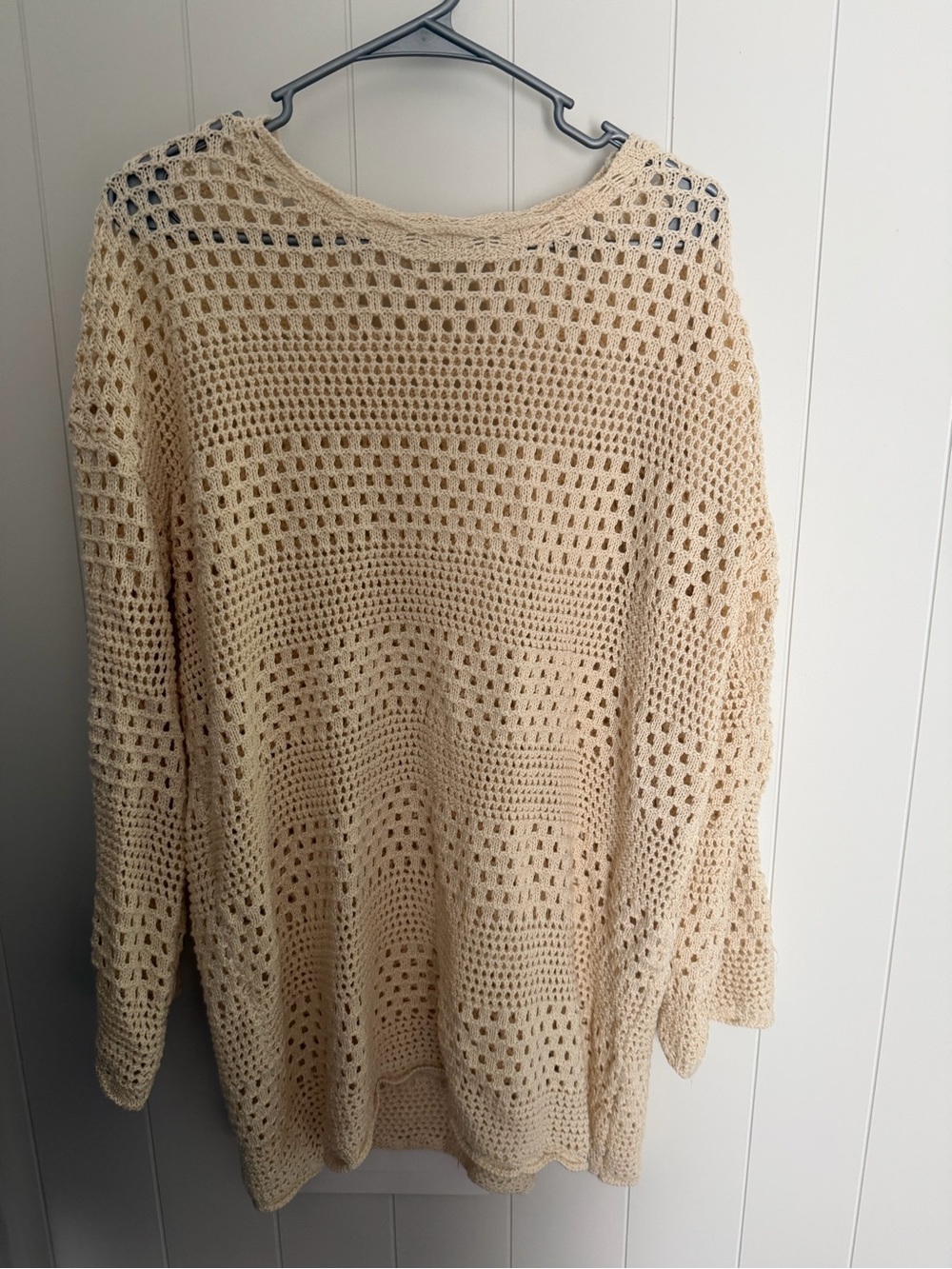 Amazon Women's Open-Knit Crochet Swim Coverup - Cream